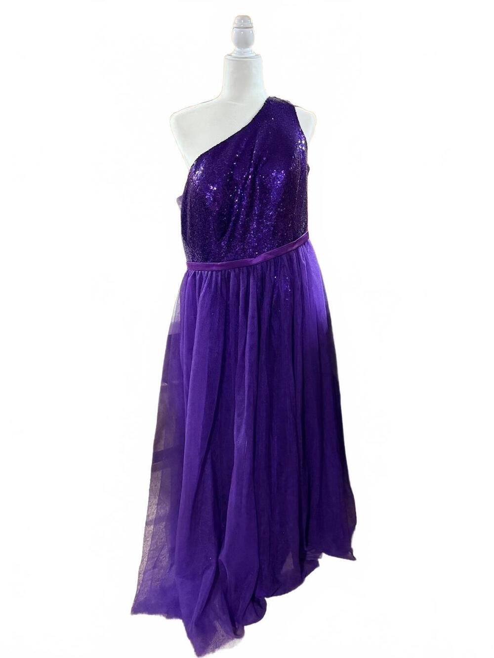 Vibrant Purple Sequin One-Shoulder Prom Formal Evening Dress Gown